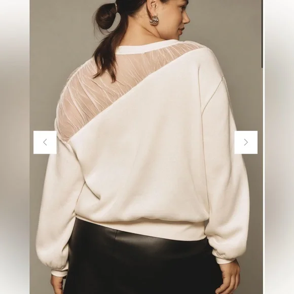 Maeve Anthropologie Long-Sleeve Off-The-Shoulder Sheer Top - Picture 5 of 16